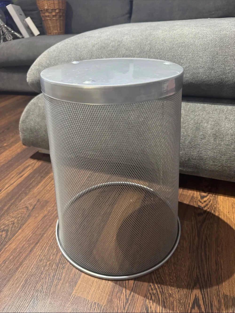 IKEA Silver Mesh Round Wastebasket